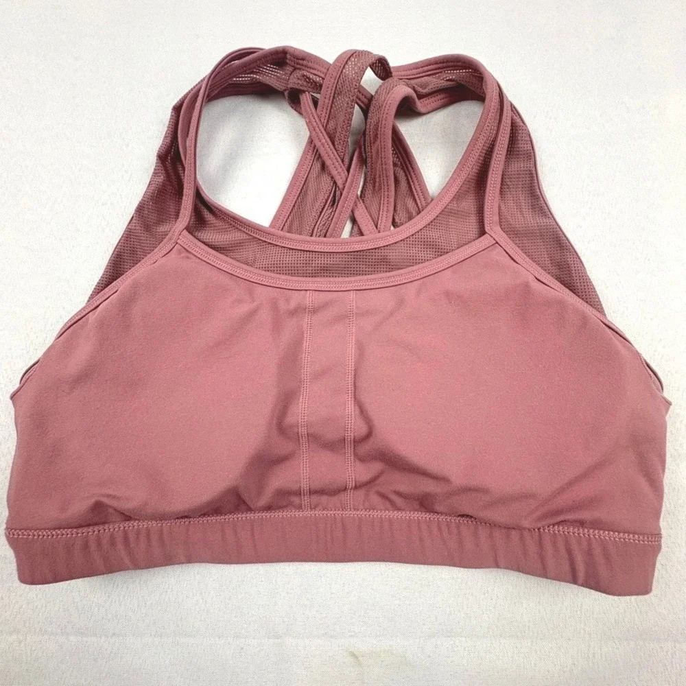 Fabletics Sports Bra Medium Mauve‎ Criss Cross Back Activewear Workout Gym Yoga